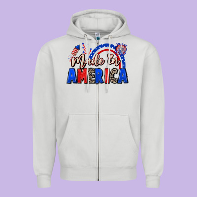 Made In America 4th Of July Zipper Hoodie Designed By Cowgirlartshop