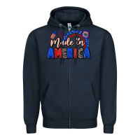 Navy Made in America 4th of july Zipper Hoodie - CowGirlArtShop