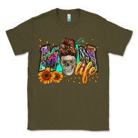 Army Green mom life with skull Classic Tee - Zillion Design Studio