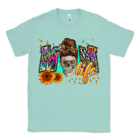 Seafoam mom life with skull Classic Tee - Zillion Design Studio