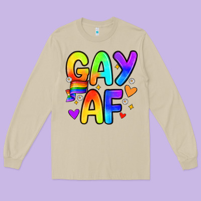 Gay Af Long Sleeve Tee Designed By Zillion Design Studio