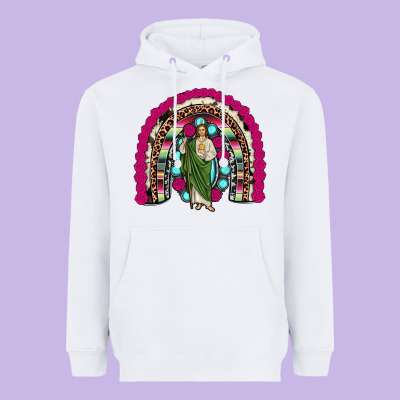San Judas Rainbow Heavyweight Hoodie Designed By Jahusdesignshop