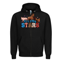 Black Horse pig chicken with oh my stars Zipper Hoodie - Neo Western