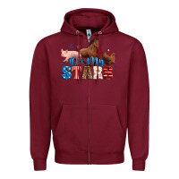 Burgundy Horse pig chicken with oh my stars Zipper Hoodie - Neo Western