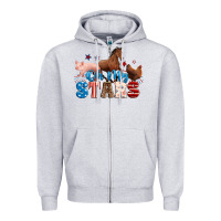 Heather Grey Horse pig chicken with oh my stars Zipper Hoodie - Neo Western