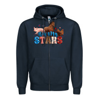 Navy Horse pig chicken with oh my stars Zipper Hoodie - Neo Western