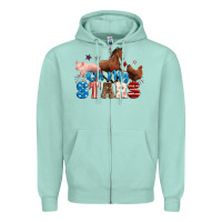 Seafoam Horse pig chicken with oh my stars Zipper Hoodie - Neo Western