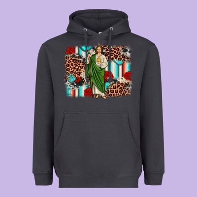 San Judas Leopard Cowhide Background Heavyweight Hoodie Designed By Jahusdesignshop