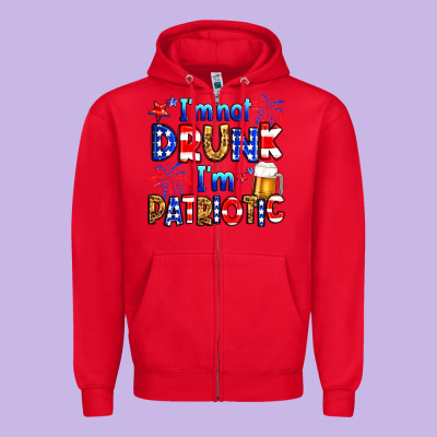 I'm Not Drunk I'm Patriotic Zipper Hoodie Designed By Neo Western
