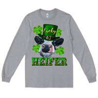 Heather Grey lucky heifer Long Sleeve Tee - RanaPortraitStore