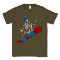 Army Green skeleton snowboard Classic Tee - FaDigitalArtStudio