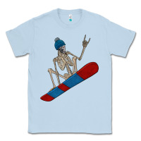 Dusty Blue skeleton snowboard Classic Tee - FaDigitalArtStudio