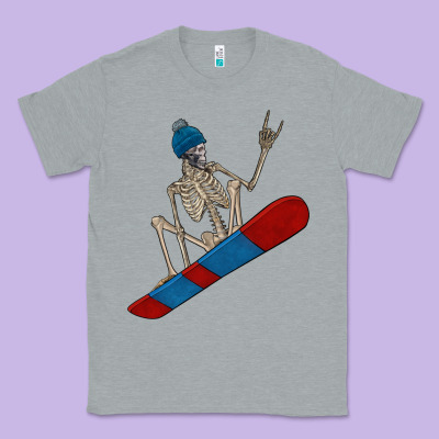 Skeleton Snowboard Classic Tee Designed By Fadigitalartstudio