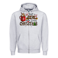 Heather Grey just a girl who loves christmas Zipper Hoodie - CowhideDigitalArt