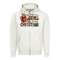 Oatmeal Heather just a girl who loves christmas Zipper Hoodie - CowhideDigitalArt