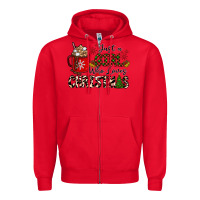 Red just a girl who loves christmas Zipper Hoodie - CowhideDigitalArt