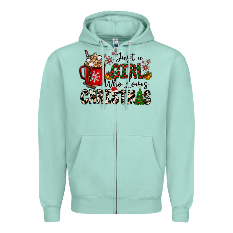Just A Girl Who Loves Christmas Zipper Hoodie by CowhideDigitalArt | Teevron