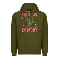 Army Green cool it cupid i will find my own cowboy Premium Hoodie - MaliasSmallBusiness