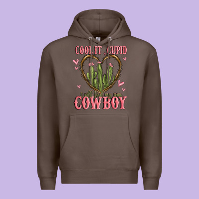 Cool It Cupid I Will Find My Own Cowboy Premium Hoodie Designed By Maliassmallbusiness
