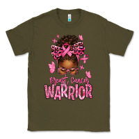 Army Green brest cancer warrior afro messy bun Classic Tee - texasbilliewilder