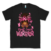 Black brest cancer warrior afro messy bun Classic Tee - texasbilliewilder