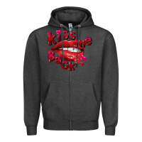 Charcoal Heather kiss me back Zipper Hoodie - FaDigitalArtStudio