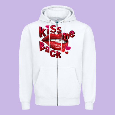 Kiss Me Back Zipper Hoodie Designed By Fadigitalartstudio