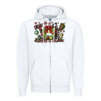 White Joy Zipper Hoodie - CowhideDigitalArt