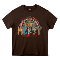 Chocolate Brown Merry Christmas Heavy Core Tee - CowhideDigitalArt