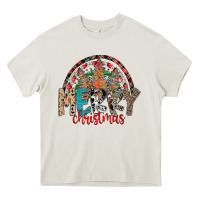 Cream Merry Christmas Heavy Core Tee - CowhideDigitalArt