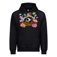 Black raccoon with flowers Urban Hoodie - MaliasSmallBusiness