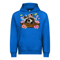 Cobalt raccoon with flowers Urban Hoodie - MaliasSmallBusiness