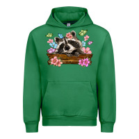 Emerald raccoon with flowers Urban Hoodie - MaliasSmallBusiness