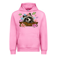 Fuchsia Pink raccoon with flowers Urban Hoodie - MaliasSmallBusiness
