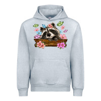 Heather Grey raccoon with flowers Urban Hoodie - MaliasSmallBusiness