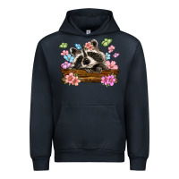 Raccoon With Flowers Urban Hoodie | Teevron