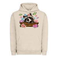 Pigment French Oak raccoon with flowers Urban Hoodie - MaliasSmallBusiness