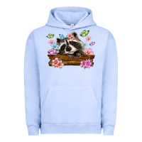 Pigment Grape Ice raccoon with flowers Urban Hoodie - MaliasSmallBusiness