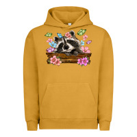 Pigment Peanut Butter raccoon with flowers Urban Hoodie - MaliasSmallBusiness