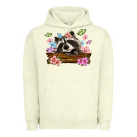 Pigment Pistachio raccoon with flowers Urban Hoodie - MaliasSmallBusiness