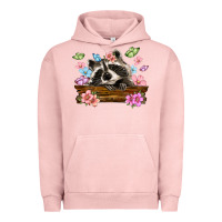 Pigment Salmon raccoon with flowers Urban Hoodie - MaliasSmallBusiness