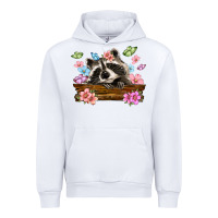 White raccoon with flowers Urban Hoodie - MaliasSmallBusiness