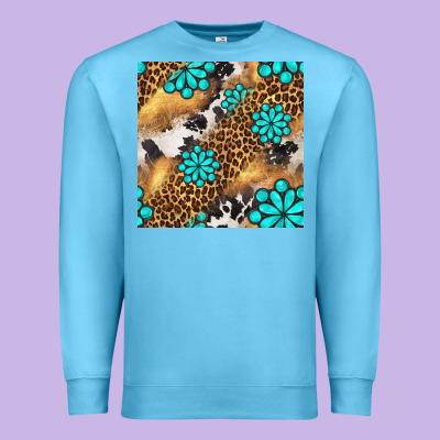 Western Turquoise Gemstone Seamless Pattern Premium Sweatshirt Designed By Bundleandbundleshop