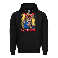 Black Meowica 4th of july Zipper Hoodie - CowGirlArtShop