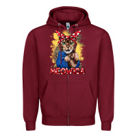 Burgundy Meowica 4th of july Zipper Hoodie - CowGirlArtShop
