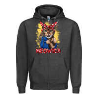 Charcoal Heather Meowica 4th of july Zipper Hoodie - CowGirlArtShop