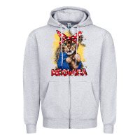 Heather Grey Meowica 4th of july Zipper Hoodie - CowGirlArtShop