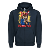 Navy Meowica 4th of july Zipper Hoodie - CowGirlArtShop