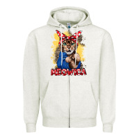 Oatmeal Heather Meowica 4th of july Zipper Hoodie - CowGirlArtShop