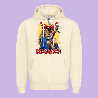 Meowica 4th Of July Zipper Hoodie Designed By Cowgirlartshop